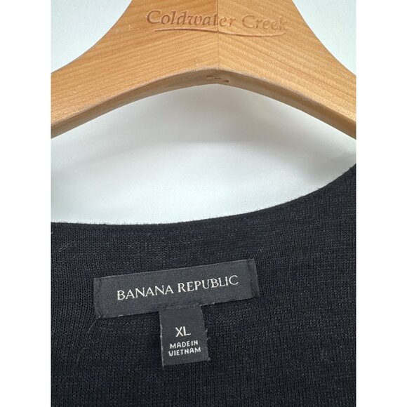 Banana Republic Womens size XL Black Long Sleeve Draped Front Top shirt knit - Picture 2 of 5